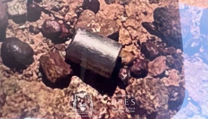 A view shows a radioactive capsule lying on the ground, near Newman, Australia, February 1, 2023, in this still image obtained from a handout video.— Reuters