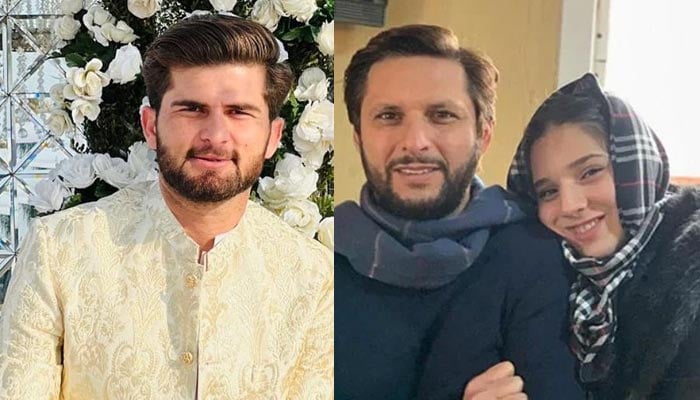 Shaheen Afridi (left), Shahid Afridi with daughter Ansha Afridi. — Instagram/Twitter/File