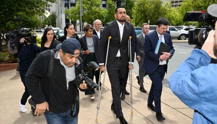 Tennis star Nick Kyrgios arrives at the ACT Magistrates Court in Canberra, Australia, February 3, 2023.— Reuters