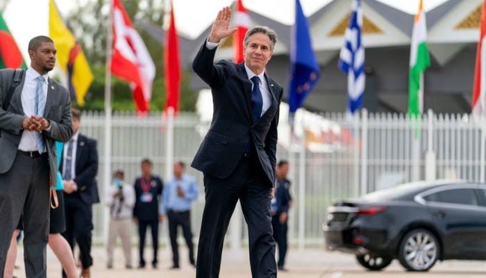 US Secretary of State Antony Blinken walks across the tarmac to board his plane at Phnom Penh International Airport to Manila in the Philippines in Phnom Penh, Cambodia August 5, 2022.— Reuters