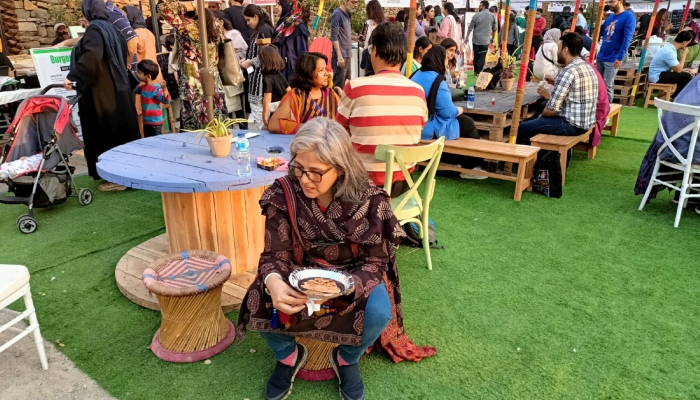 Attendees enjoying food at the Karachi Wellness Festival on February 4, 2023. — Provided by the author