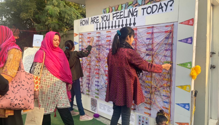 Attendees engaging in an activity at the Karachi Wellness Festival on February 4, 2023. — Provided by the author