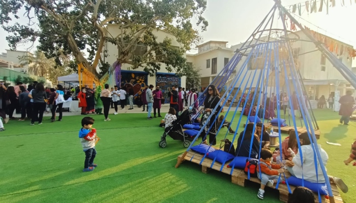 People sitting at the Karachi Wellness Festival on February 4, 2023. — Provided by the author