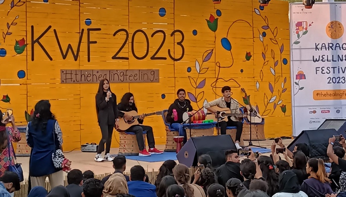 Attendees singing at the Karachi Wellness Festival on February 4, 2023. — Provided by the author