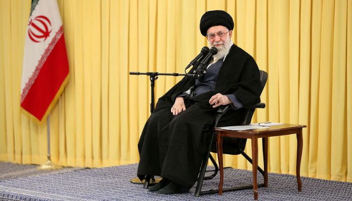 Iran's Supreme Leader Ayatollah Ali Khamenei speaks during a meeting with a group of girls who reached the age of puberty in Tehran, February 3, 2023.— Reuters