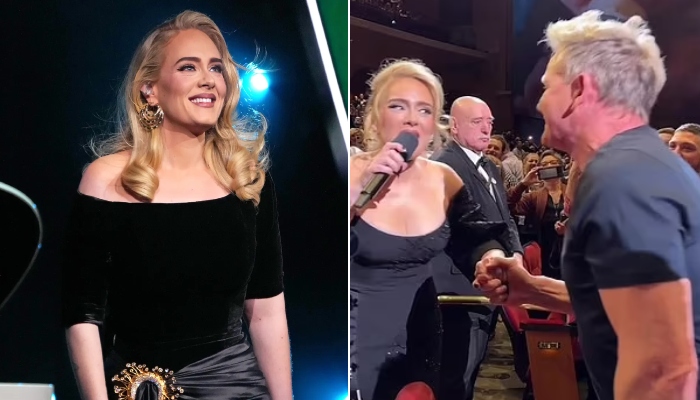 Adele sweetly greets pal Gordon Ramsay during Las Vegas show, fans react