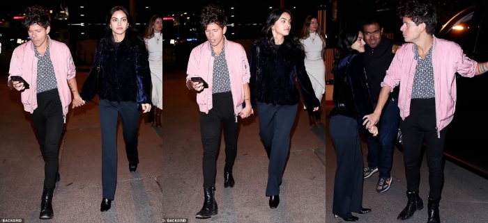 Camila Mendes and Rudy Mancuso make rare appearance at a pre-Grammys party