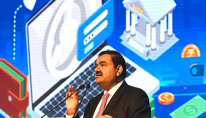 In this file photo taken on November 19, 2022 Chairperson of Indian conglomerate Adani Group, Gautam Adani, speaks at the World Congress of Accountants in Mumbai. — AFP