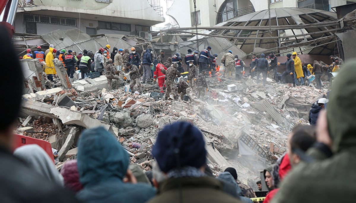 Rescue workers search for survivors under the rubble following an earthquake in Diyarbakir, Turkey February 6, 2023. — Reuters