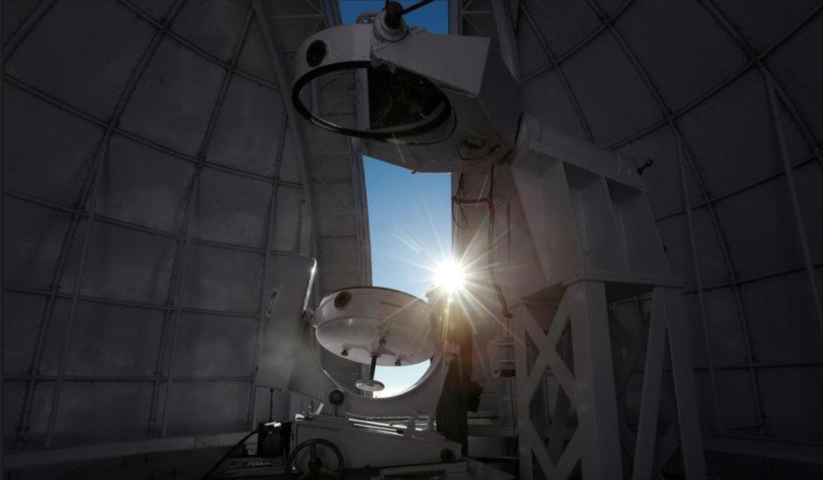 Sunlight beams through the dome of the solar tunnel telescope at the Kodaikanal Solar Observatory, India, February 3, 2017. — Reuters
