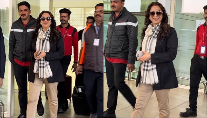 Juhi Chawla arrives in Jaisalmer with husband Jay Mehta