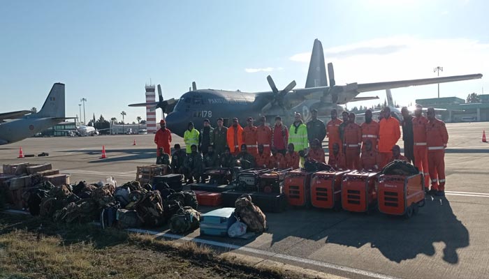 PAF plane carrying rescue teams and relief goods landed in Turkey on February 7, 2023. — PAF