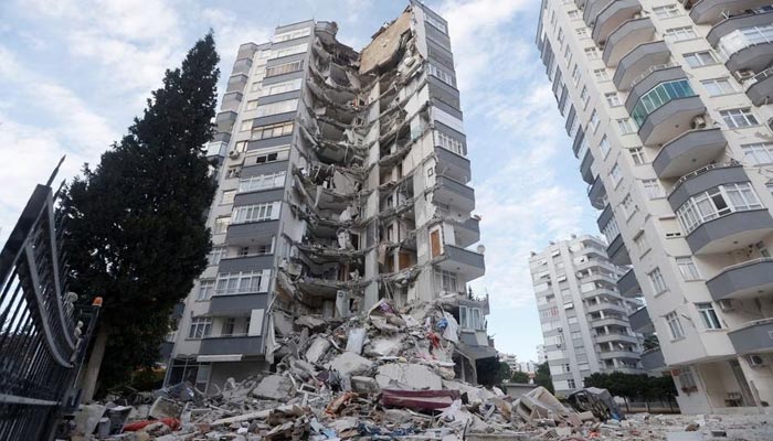 A view shows a semi collapsed building following the earthquake in Adana, Turkey, February 7, 2023. — Reuters