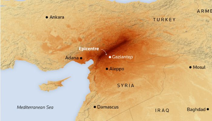 A shakemap represents the ground shaking produced by an earthquake. The information is different from the earthquake‘s magnitude and epicenter as a shakemap focuses on the variation in ground shaking produced by the earthquake, rather than describing the earthquake‘s source or strength.— United States Geological Survey via Reuters