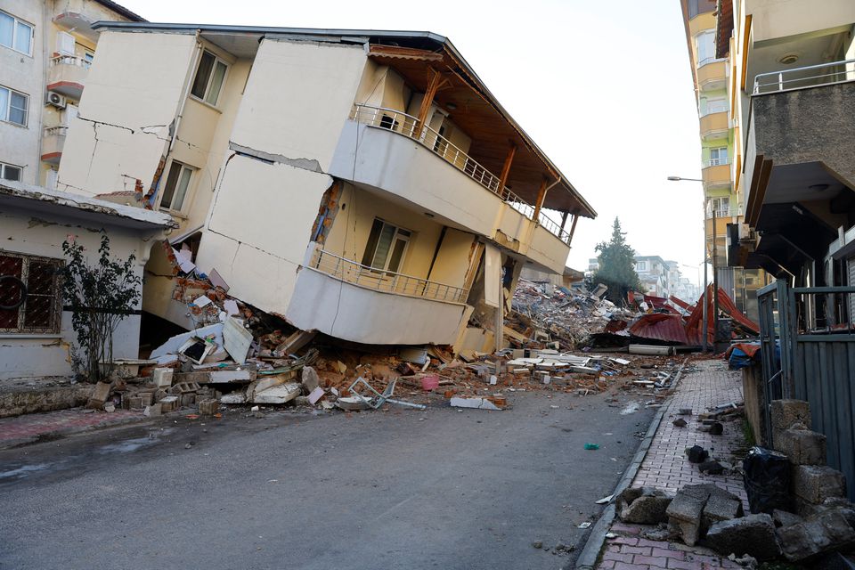 A general view of damaged buildings, in the aftermath of a deadly earthquake, in Pazarcik, Turkey February 9, 2023.— Reuters