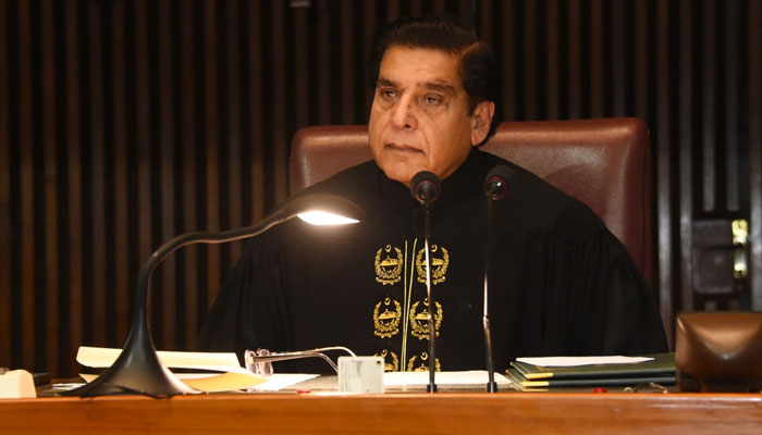 NA Speaker Raja Pervez Ashraf presiding a session of  lower house in this undated photo. — Twitter/File