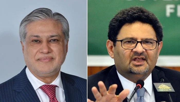 Ishaq Dar (L) and Miftah Ismail. —Ishaq Dar/ facebook/AFP