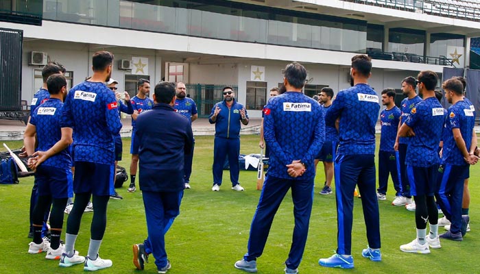 Multan Sultans during a training session with coaches on February 9, 2023. — Twitter/MultanSultans