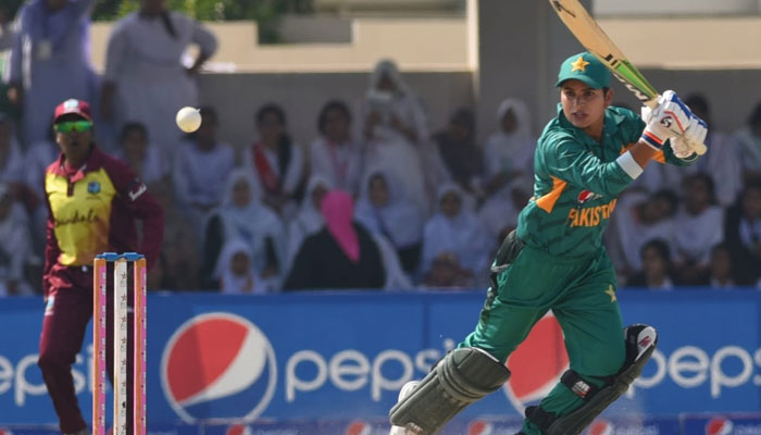 Pakistani women all-rounder Nida Dar in action during a match with the West Indies Womens cricket team. — Twitter/@TheRealPCB/File