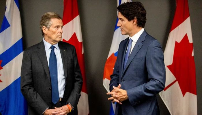 Canadas Prime Minister Justin Trudeau meets with Toronto mayor John Tory, at city hall in Toronto Ontario, Canada. July 5, 2022.— Reuters