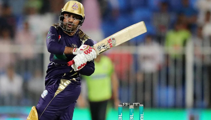 Quetta Gladiators captain Sarfaraz Ahmed hits a shot during a PSL match. — PSL/File