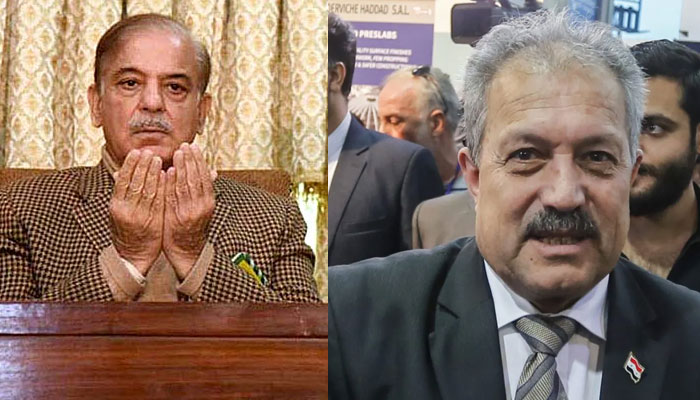 Prime Minister Shehbaz Sharif (left) and his Syrian counterpart Hussein Arnous. PID/AFP