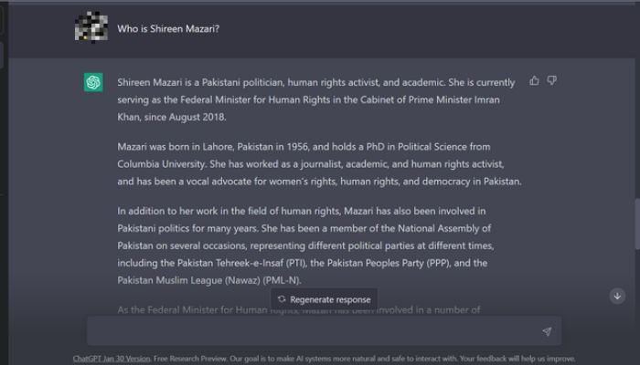 What does ChatGPT know about top Pakistani politicians?