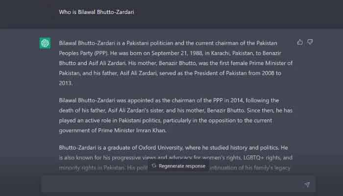 What does ChatGPT know about top Pakistani politicians?