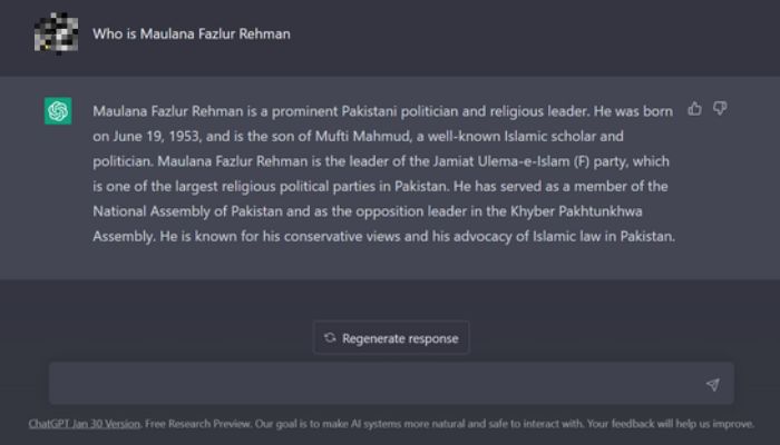 What does ChatGPT know about top Pakistani politicians?