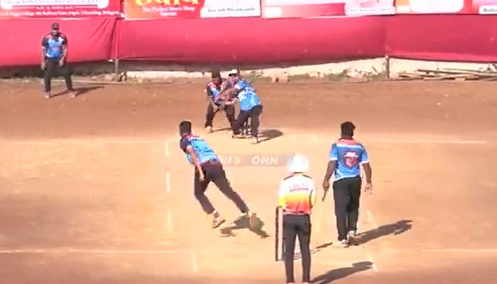 A viral video of a local cricket match in India shows a display of advanced fielding and a fascinating catch by one of the players. Twitter/@cricketdistrict