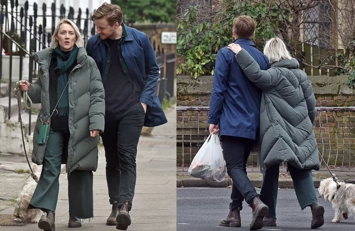 Jack Lowden and girlfriend Saoirse Ronan look loved-up as they head out for stroll in the cold
