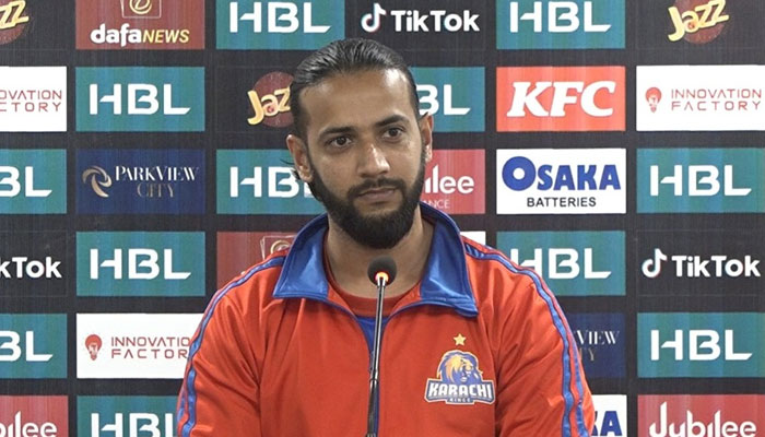 Karachi Kings Skipper Imad Wasim mengadakan jumpa pers pada 13 Februari 2023.— reporter