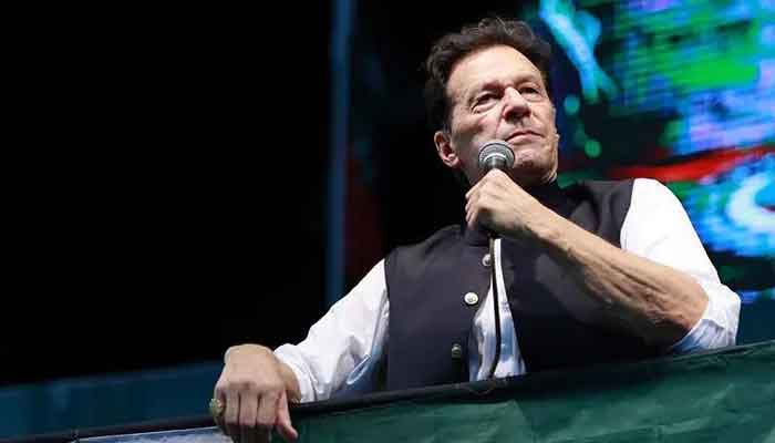 Former prime minister Imran Khan addresses a rally in Islamabad in this undated photo. — AFP/File