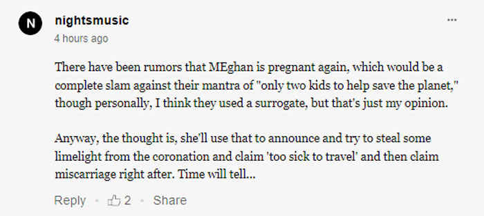 Royal fans believe Meghan Markle is pregnant with third child, won’t attend King Charles coronation