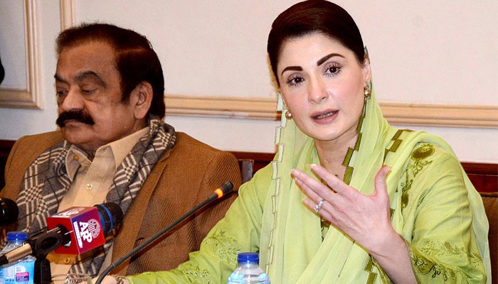 Chief organiser and Senior Vice President PML-N Maryam Nawaz talking to media persons at a local hotel on February 6, 2023. — APP