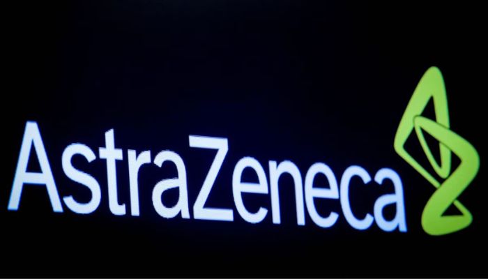 The company logo for pharmaceutical company AstraZeneca is displayed on a screen on the floor at the New York Stock Exchange, US, April 8, 2019.— Reuters