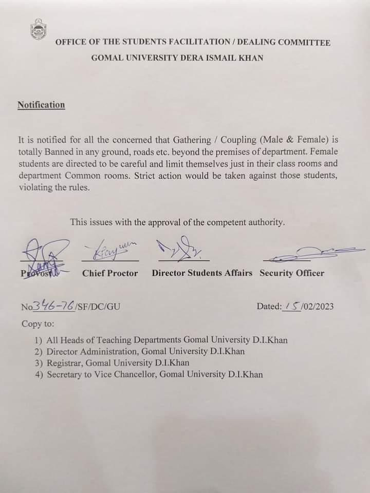 Khyber Pakhtunkhwa university bans mixed-gender gatherings