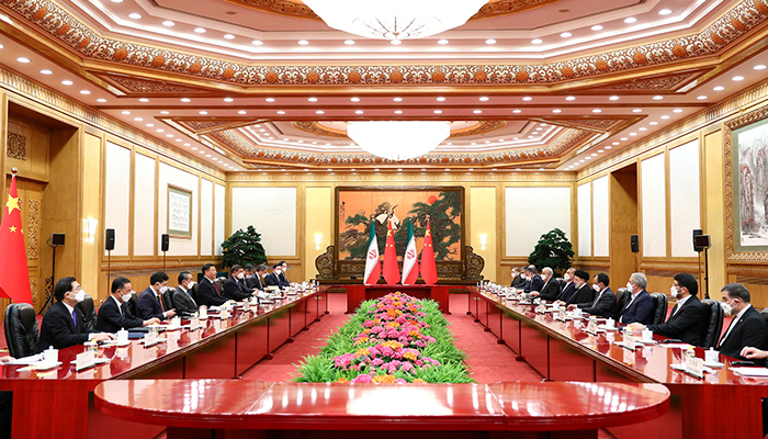 Iranian President Ebrahim Raisi and his accompanying delegation attend a meeting with Chinese President Xi Jinping in Beijing, China, on February 14, 2023. — Reuters