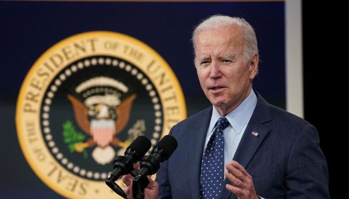 US President Joe Biden speaks about a high-altitude Chinese balloon and three other objects that were recently shot down by US fighter jets, during brief remarks in the Eisenhower Executive Office Buildings South Court Auditorium on the White House campus in Washington, US, February 16, 2023.— Reuters