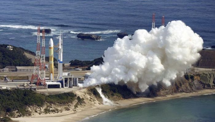 An aerial view shows an H3 rocket carrying a land observation satellite fails to lift off after apparent engine failure at the Tanegashima Space Center in Kagoshima Prefecture, southwestern Japan February 17, 2023, in this photo taken by Kyodo.— Reuters