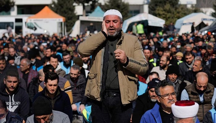 People attend Friday prayers following the deadly earthquake in Kahramanmaras, Turkey February 17, 2023.— Reuters