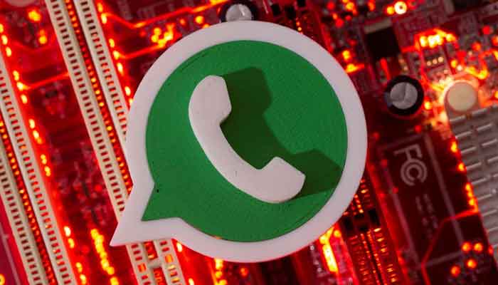 A 3D printed Whatsapp logo is placed on a computer motherboard in this illustration taken January 21, 2021. — Reuters