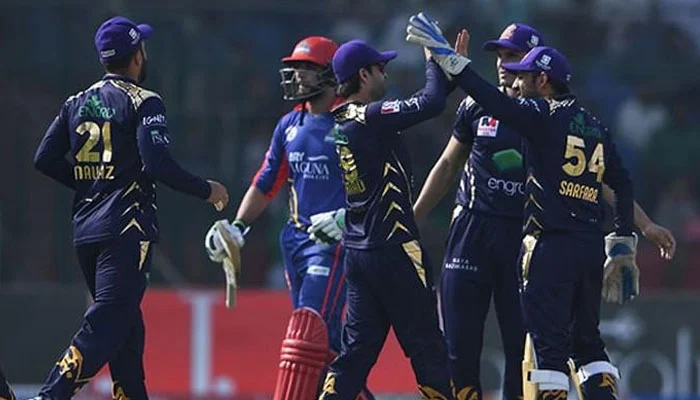 Quetta Gladiators celebrating after taking a wicket against Karachi Kings— PSL/File