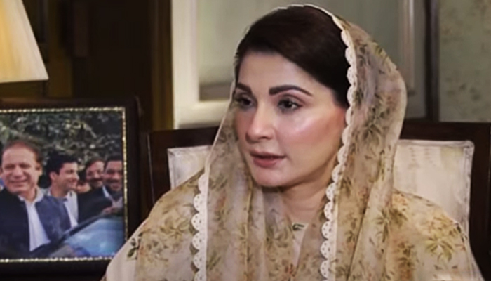 PML-N Senior Vice-President and Chief Organiser Maryam Nawaz speaks during an interview on Geo News programme Jirga on February 18, 2023, in this still taken from a video. — YouTube/Geo News