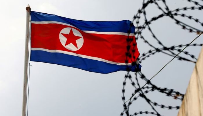 A North Korea flag flutters next to concertina wire at the North Korean embassy in Kuala Lumpur, Malaysia March 9, 2017.— Reuters