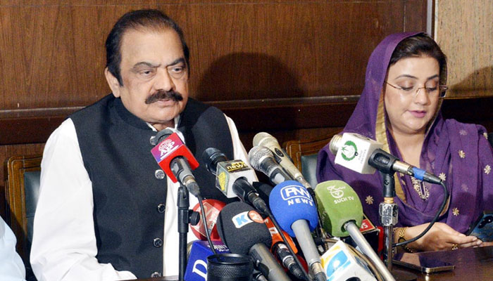 Interior Minister Rana Sanaullah addressing a press conference on September 24, 2022. PID