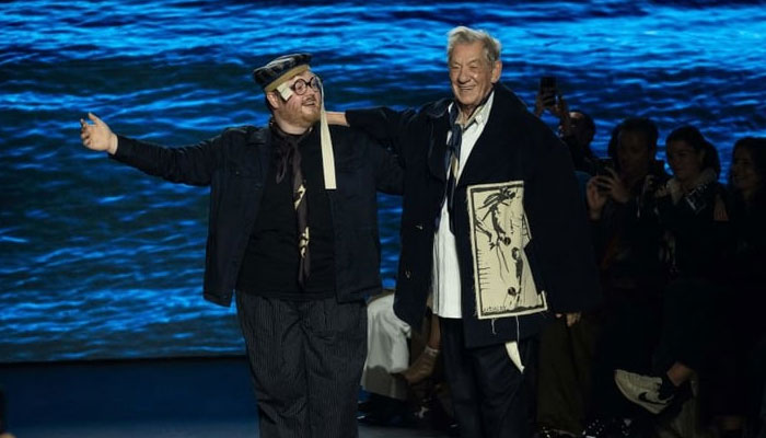 Ian McKellen makes surprise appearance on London Fashion Week runway