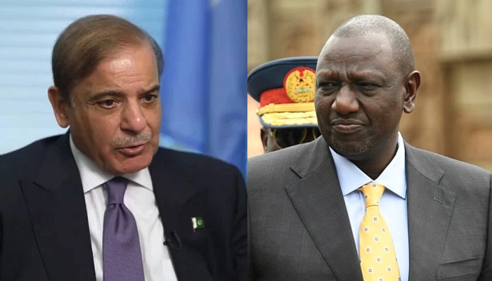 Prime Minister Shehbaz Sharif (L) and President of Kenya Dr William Ruto (R). — Bloomberg screenshot/AFP