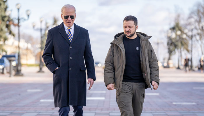 President Biden and President Zelenskyy in Kyiv on February 20 2023. — Twitter/@POTUS