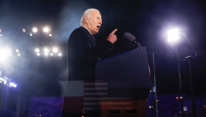 US President Joe Biden delivers remarks ahead of the one-year anniversary of Russias invasion of Ukraine, outside the Royal Castle, in Warsaw, Poland, February 21, 2023. — Reuters
